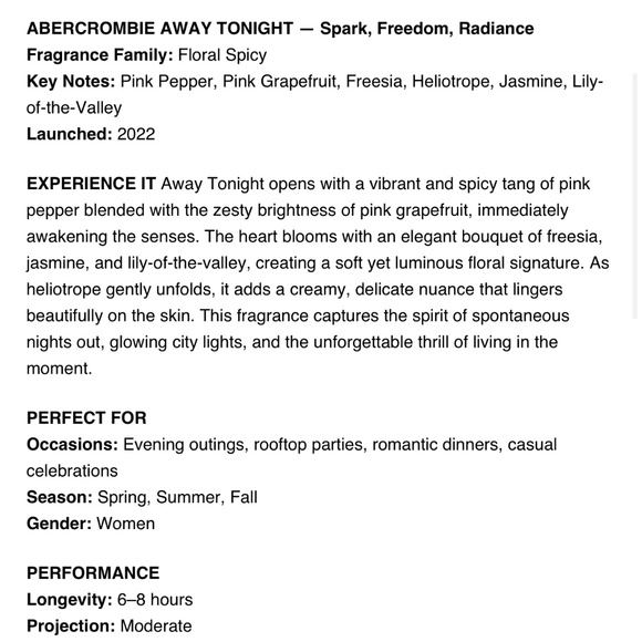 ABERCROMBIE & FITCH - AWAY TONIGHT PERFUME - Picture 8 of 8